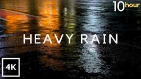 HEAVY RAIN at Night 10 Hours for Sleeping, Relax, Study, insomnia, Reduce Stress. Heavy Rain Sounds