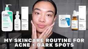 SKINCARE ROUTINE FOR ACNE + DARK SPOTS *NOT UP TO DATE ANYMORE* | SAMANTHAEVIRA