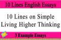 10 Lines on simple living higher