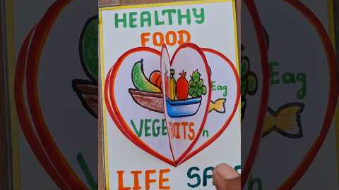 Healthy Food and Unhealthy Food Project Drawing #shorts #youtubeshorts #short #video