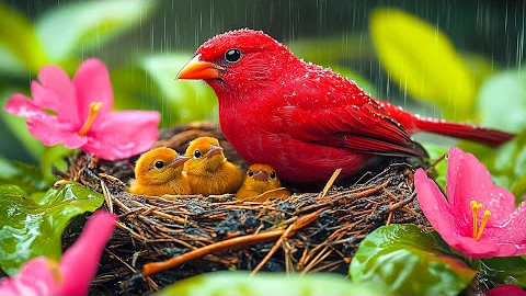Stress Melts Away in 5 Minutes ~ Rain with Sweet Birds🦜 Reduce Stress, and Calm Your Mind Naturally
