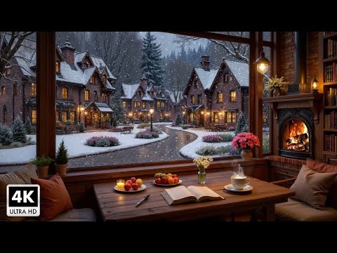 Winter Café Atmosphere With Relaxing Jazz Music To Reduce stress ~ Jazz Piano Music & Fireplace.