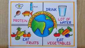 National Nutrition Week Poster drawing| World Food Day drawing| Healthy Diet chart Drawing|Food chat
