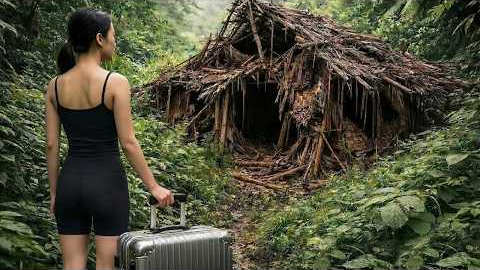 Female CEO Builds A Hidden Wooden House To Survive In The Wilderness.